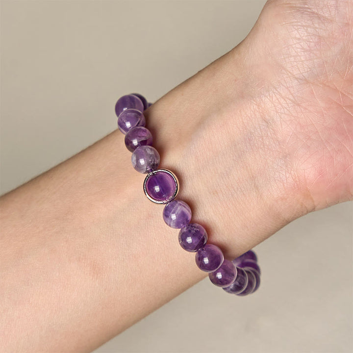 Buddha Stones Natürliche Amethystperlen Balance Lindert Stress Schnalle Armband - image 11