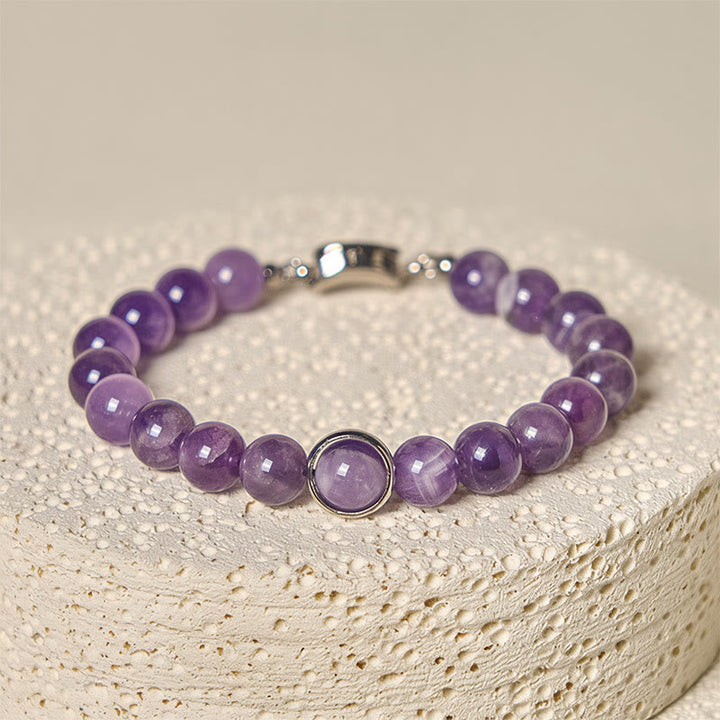Buddha Stones Natürliche Amethystperlen Balance Lindert Stress Schnalle Armband - image 10
