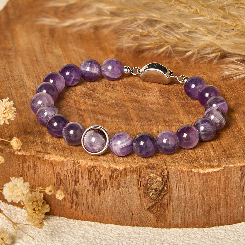 Buddha Stones Natürliche Amethystperlen Balance Lindert Stress Schnalle Armband - image 8