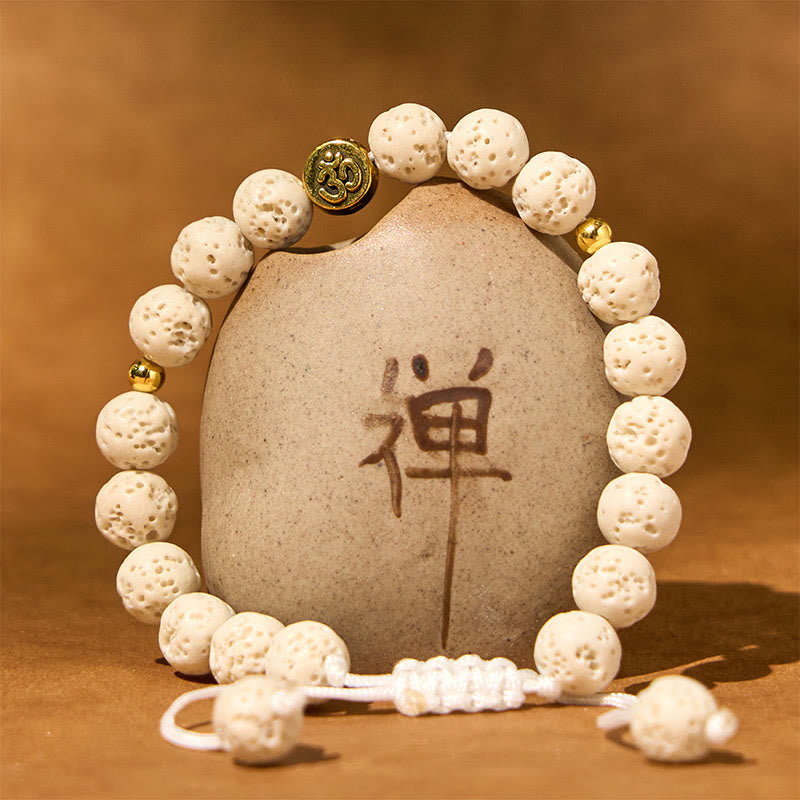 Buddha Stones, weißer Lavastein, Om-Symbol, heilendes, ruhiges Armband - image 1