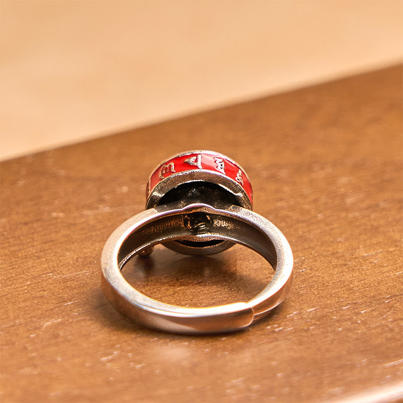 Buddha Stones Om Mani Padme Hum Kupfer Gebetsrad Drehbarer Reichtumsring - image 4