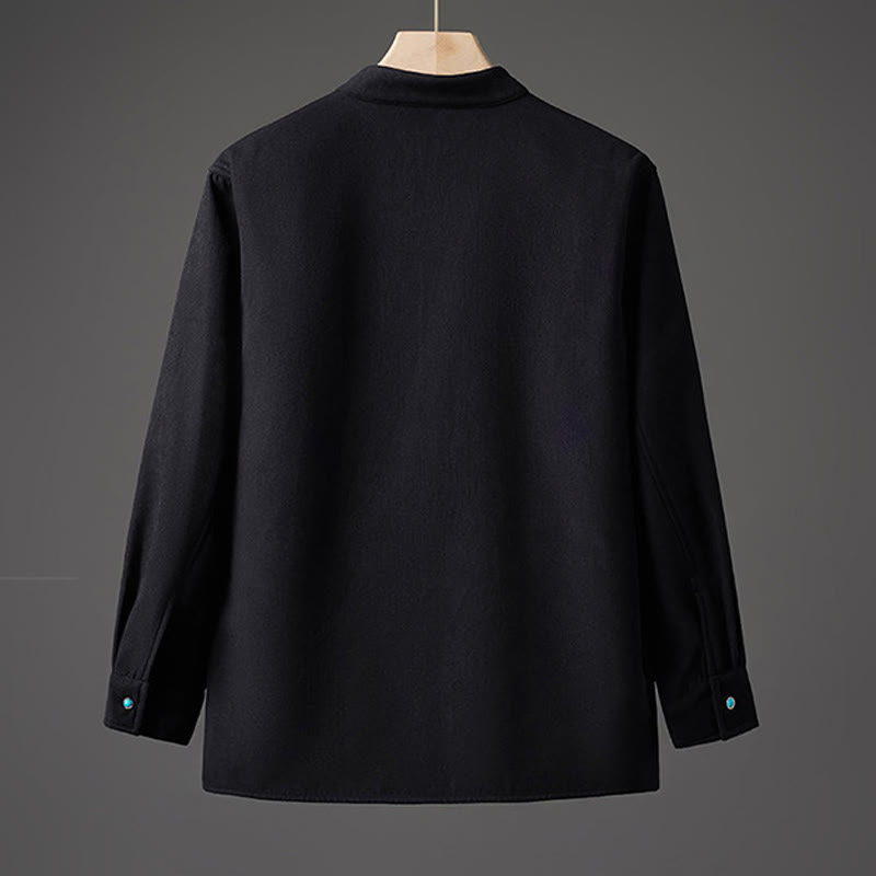 Buddha Stones Winter-Herren-Baumwoll-Langarmjacke mit besticktem Schmetterlingsband und Fleecefutter - image 1