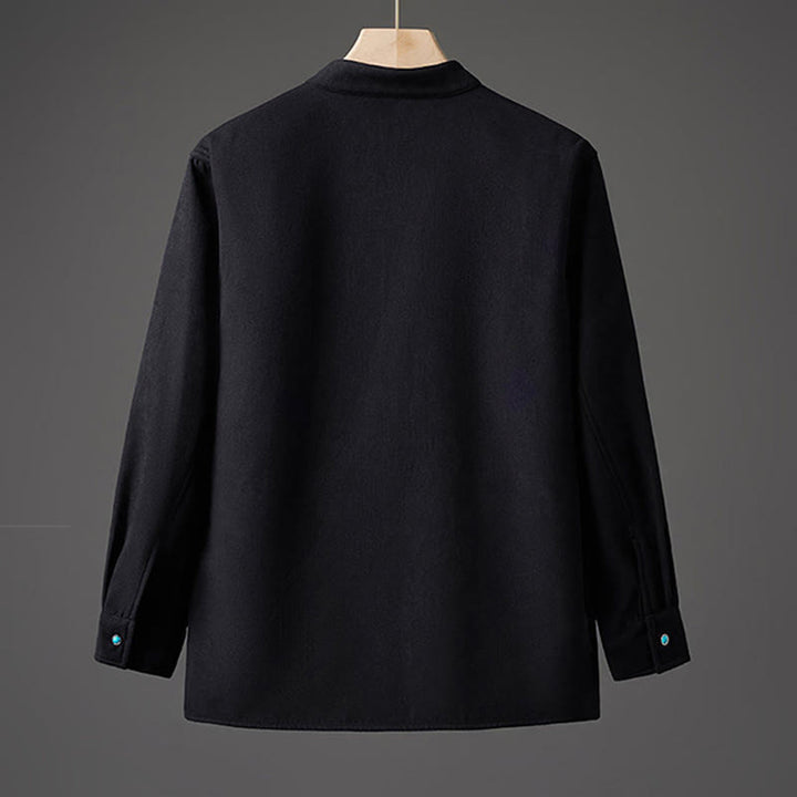 Buddha Stones Winter-Herren-Baumwoll-Langarmjacke mit besticktem Schmetterlingsband und Fleecefutter - image 1