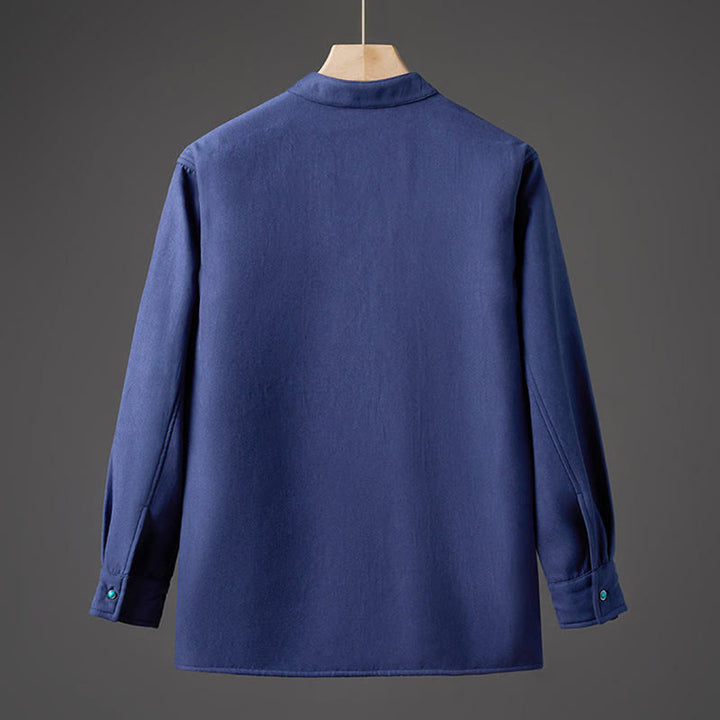 Buddha Stones Winter-Herren-Baumwoll-Langarmjacke mit besticktem Schmetterlingsband und Fleecefutter - image 14