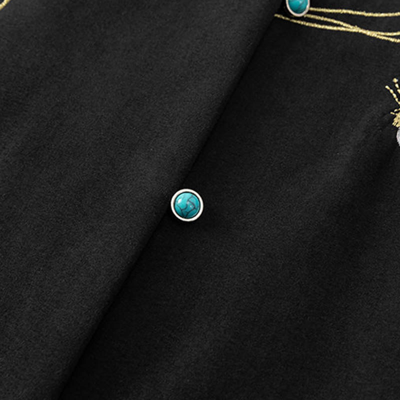 Buddha Stones Winter-Herren-Baumwoll-Langarmjacke mit besticktem Schmetterlingsband und Fleecefutter - image 4