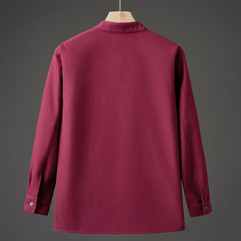 Buddha Stones Winter-Herren-Baumwoll-Langarmjacke mit besticktem Schmetterlingsband und Fleecefutter - image 8