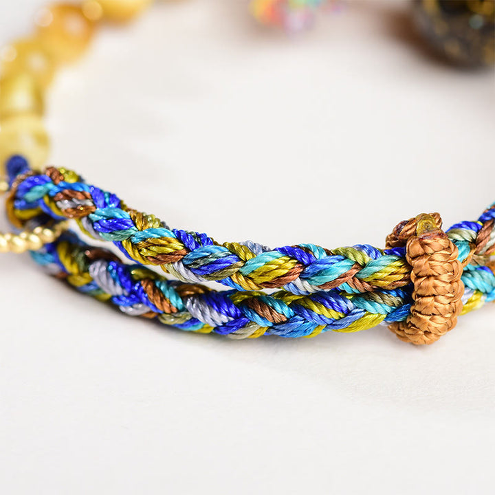 Buddha Stones Tibetische Lackperle Handgewebtes Tigerauge-Stein-Schutzarmband - image 11