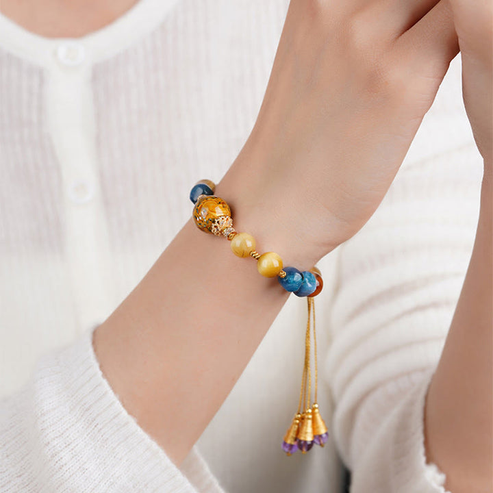 Buddha Stones Tibetische Lackperle Handgewebt Verschiedene Kristalle Kraftarmband - image 10