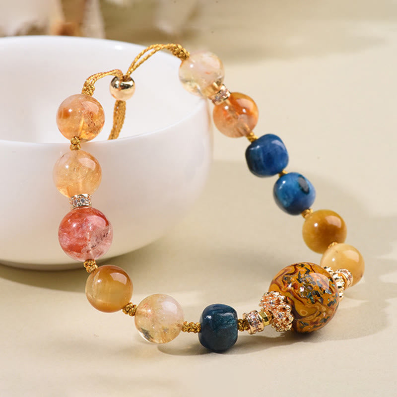 Buddha Stones Tibetische Lackperle Handgewebt Verschiedene Kristalle Kraftarmband - image 8