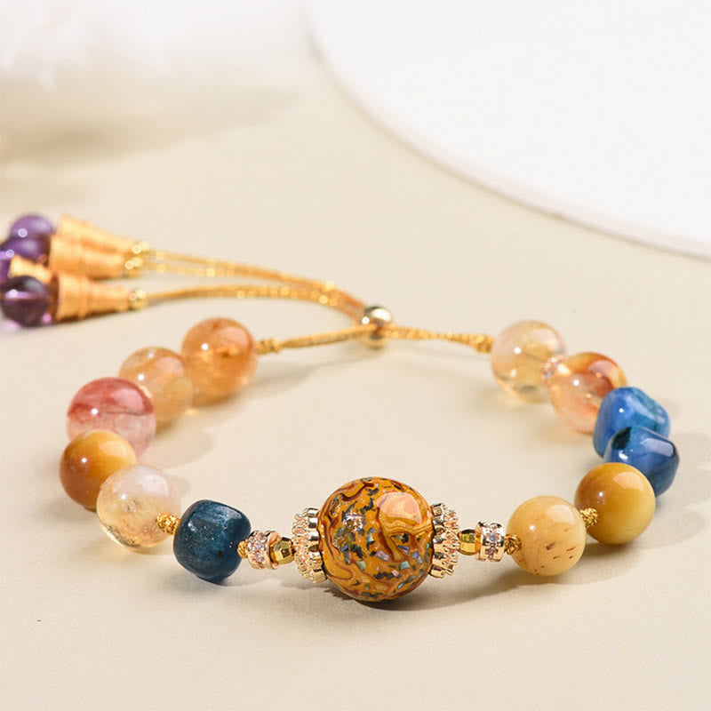 Buddha Stones Tibetische Lackperle Handgewebt Verschiedene Kristalle Kraftarmband - Lackperlen und verschiedene Kristalle (Handgelenkumfang: 15–25 cm) - image 0