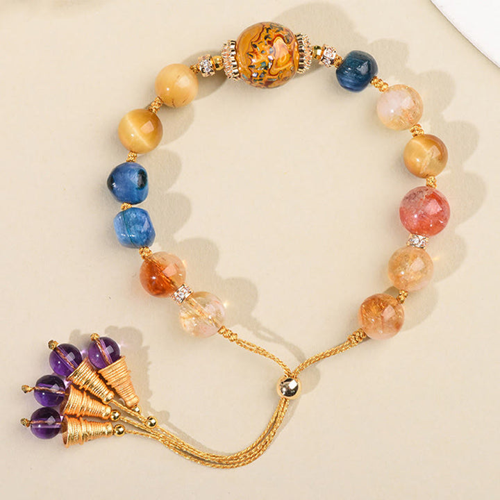 Buddha Stones Tibetische Lackperle Handgewebt Verschiedene Kristalle Kraftarmband - image 3