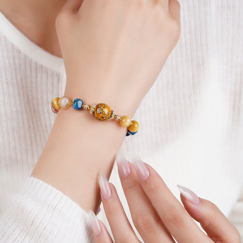 Buddha Stones Tibetische Lackperle Handgewebt Verschiedene Kristalle Kraftarmband - image 4