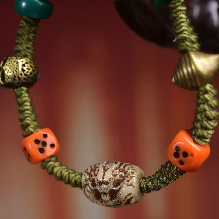 Buddha Stones Tibetisches Drachenmuster Würfel Handgemachtes Seilarmband - image 4