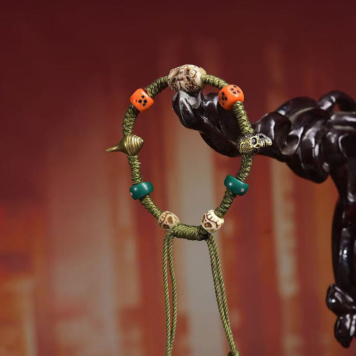 Buddha Stones Tibetisches Drachenmuster Würfel Handgemachtes Seilarmband - image 2