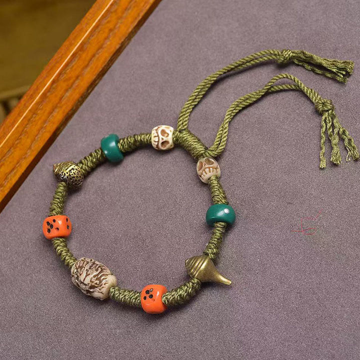 Buddha Stones Tibetisches Drachenmuster Würfel Handgemachtes Seilarmband - Grünes Seil (Handgelenkumfang: 16–20 cm) - image 0