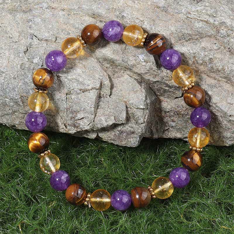 Buddha Stones Amethyst Tigerauge Citrin Spacer Beads Heilungsarmband - image 1