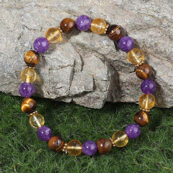 Buddha Stones Amethyst Tigerauge Citrin Spacer Beads Heilungsarmband - image 1