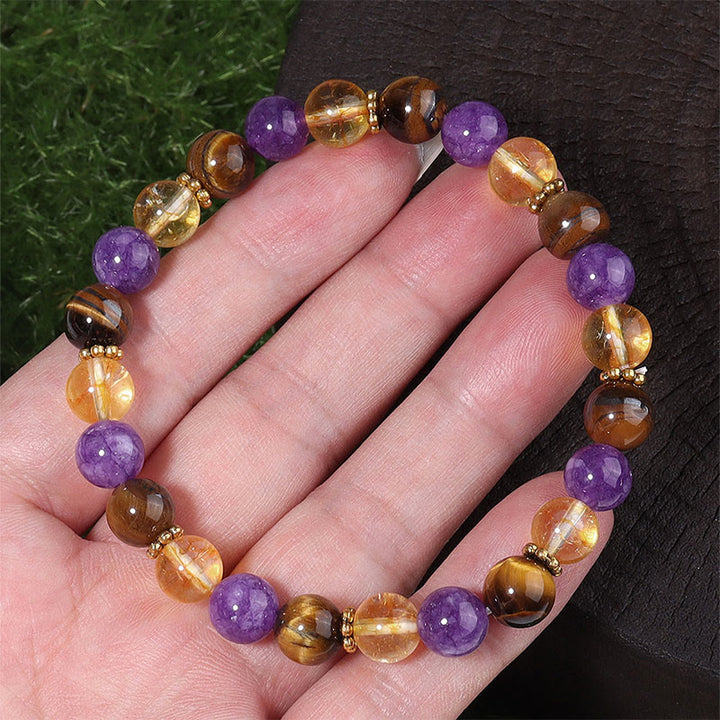 Buddha Stones Amethyst Tigerauge Citrin Spacer Beads Heilungsarmband - image 2