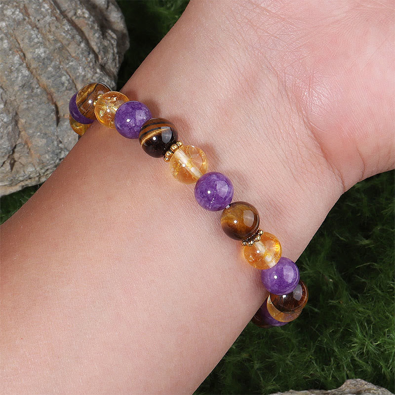 Buddha Stones Amethyst Tigerauge Citrin Spacer Beads Heilungsarmband - image 3