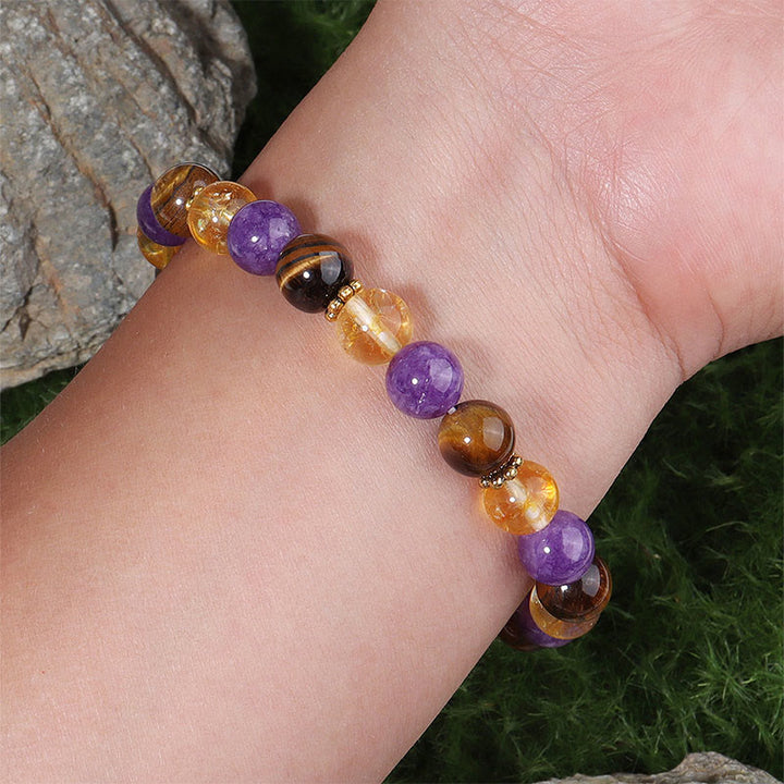 Buddha Stones Amethyst Tigerauge Citrin Spacer Beads Heilungsarmband - image 3
