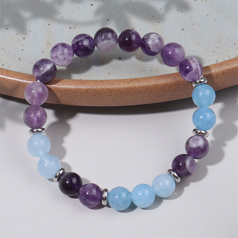 Buddha Stones Amethyst Aquamarin Spacer Beads Peace Armband - image 8