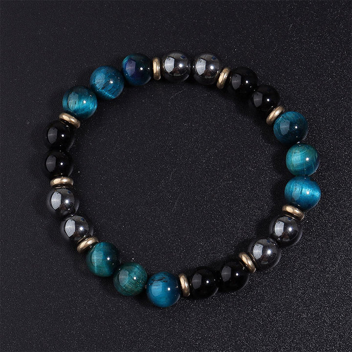 Buddha Stones Balance-Armband mit natürlichen blauen Tigeraugenperlen - image 7