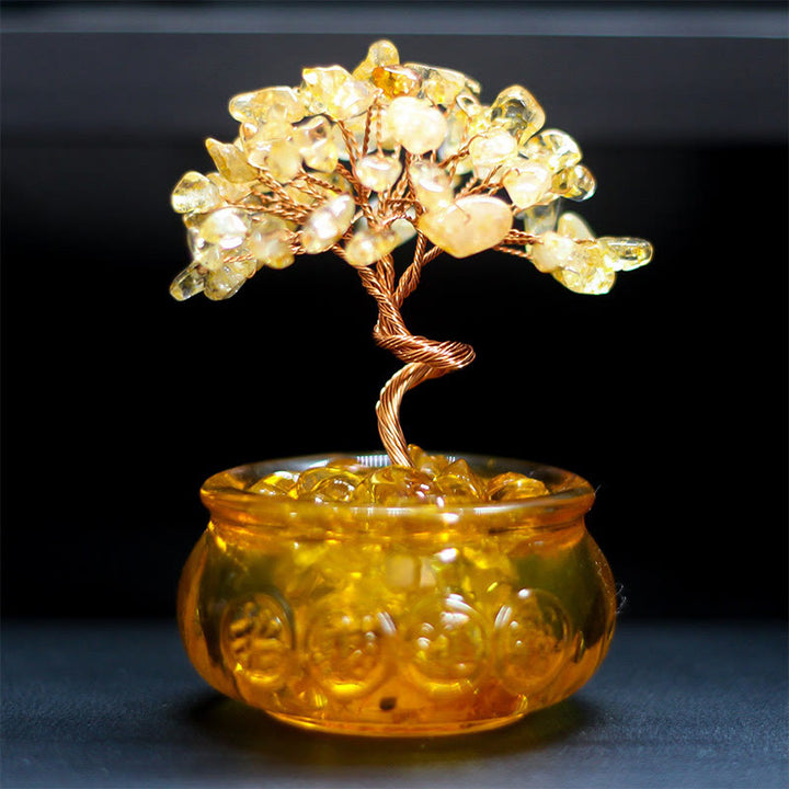 Buddha Stones, verschiedene Kristalle, Citrin, Amethyst, rosa Kristall, Baum, Wohlstand, Heimdekoration - Citrin 6*10cm - image 0