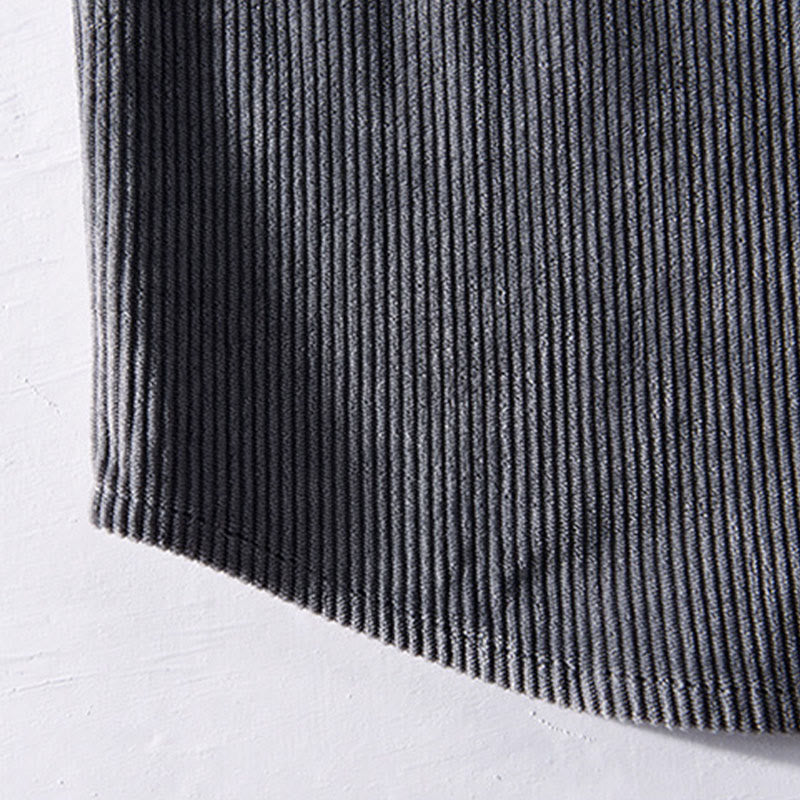 Buddha Stones Spring Plain Simple Buttons Design Cord Herren Langarmjacke mit Taschen - image 1