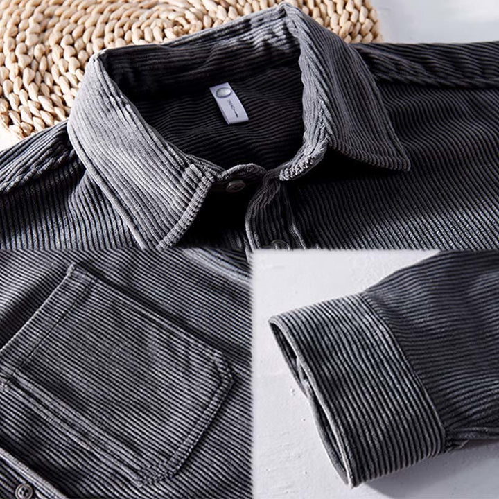 Buddha Stones Spring Plain Simple Buttons Design Cord Herren Langarmjacke mit Taschen - image 2