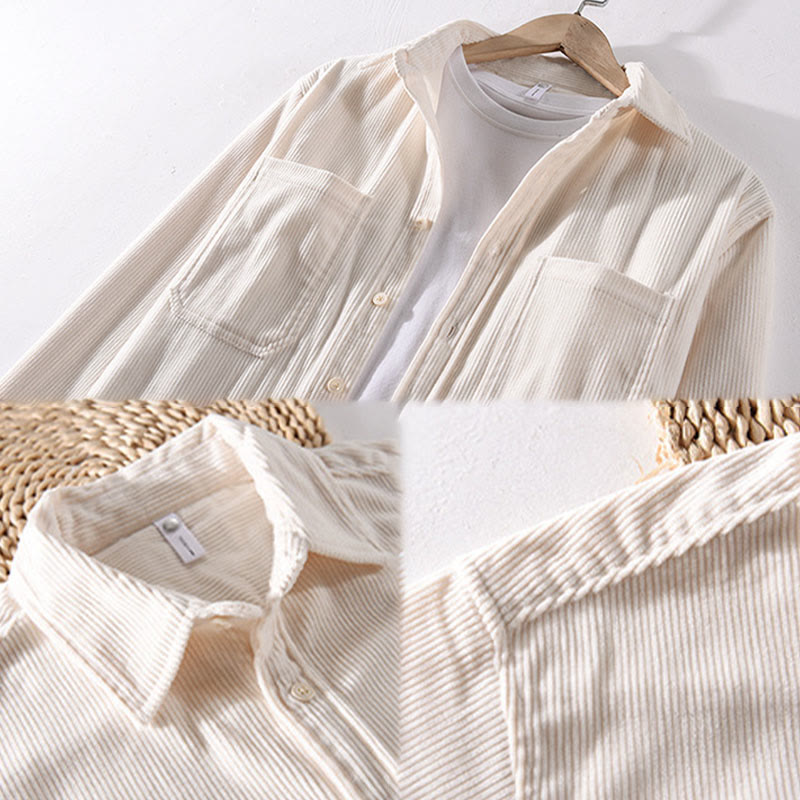 Buddha Stones Spring Plain Simple Buttons Design Cord Herren Langarmjacke mit Taschen - image 14