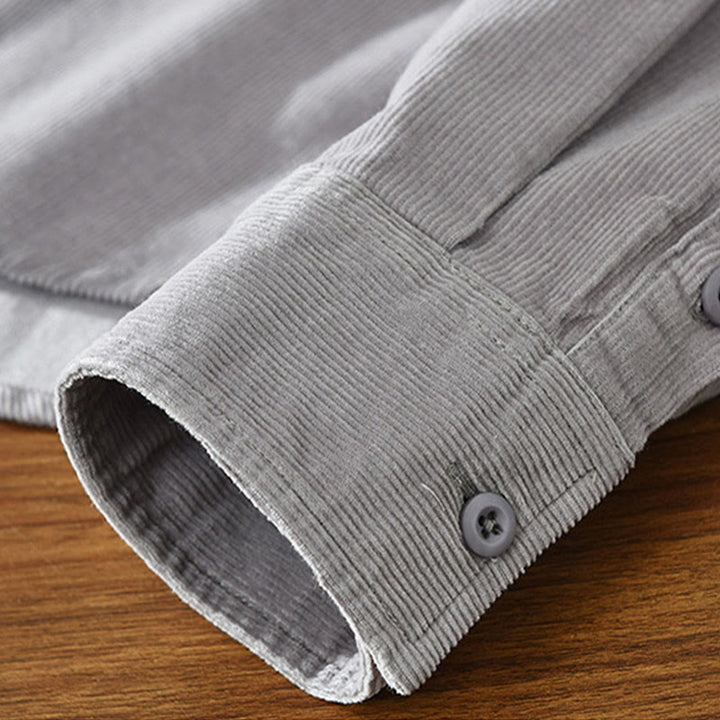 Buddha Stones Daily Plain Buttons Design Langärmlige Herren-Cordjacke aus reiner Baumwolle mit Tasche - image 16