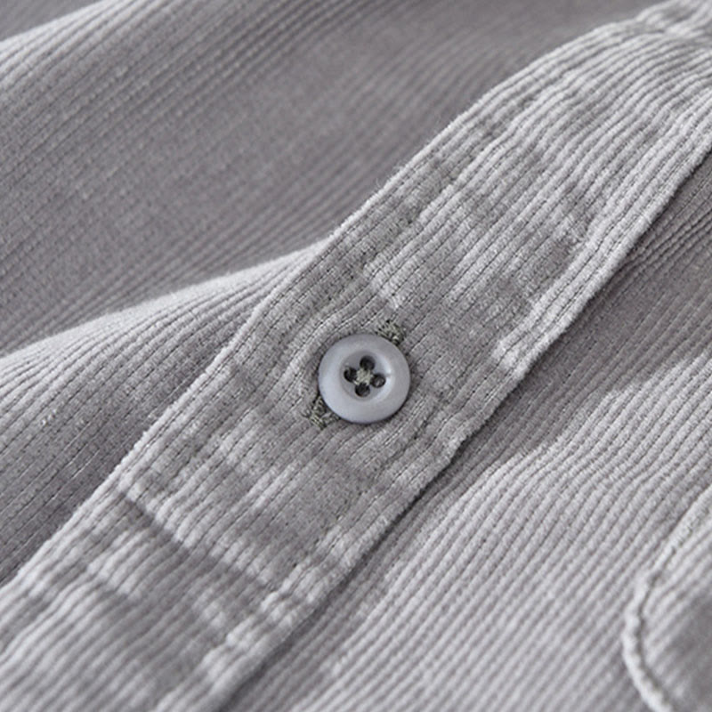 Buddha Stones Daily Plain Buttons Design Langärmlige Herren-Cordjacke aus reiner Baumwolle mit Tasche - image 14