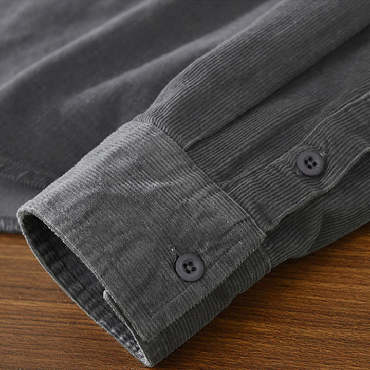 Buddha Stones Daily Plain Buttons Design Langärmlige Herren-Cordjacke aus reiner Baumwolle mit Tasche - image 9