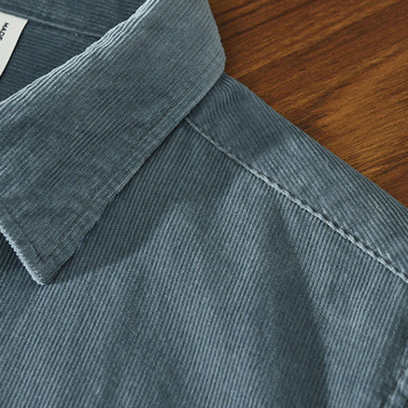 Buddha Stones Daily Plain Buttons Design Langärmlige Herren-Cordjacke aus reiner Baumwolle mit Tasche - image 3