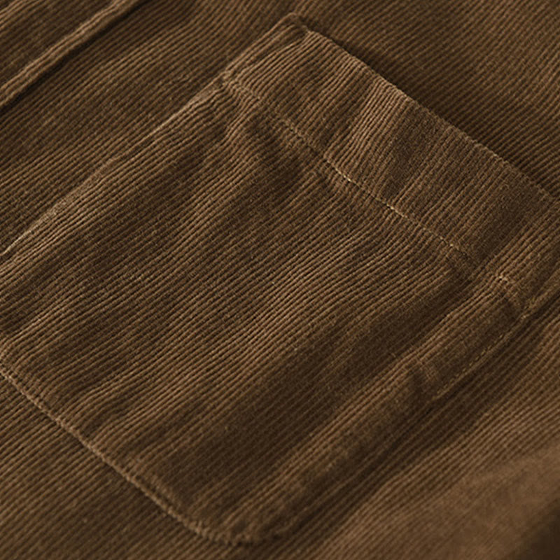 Buddha Stones Daily Plain Buttons Design Langärmlige Herren-Cordjacke aus reiner Baumwolle mit Tasche - image 22