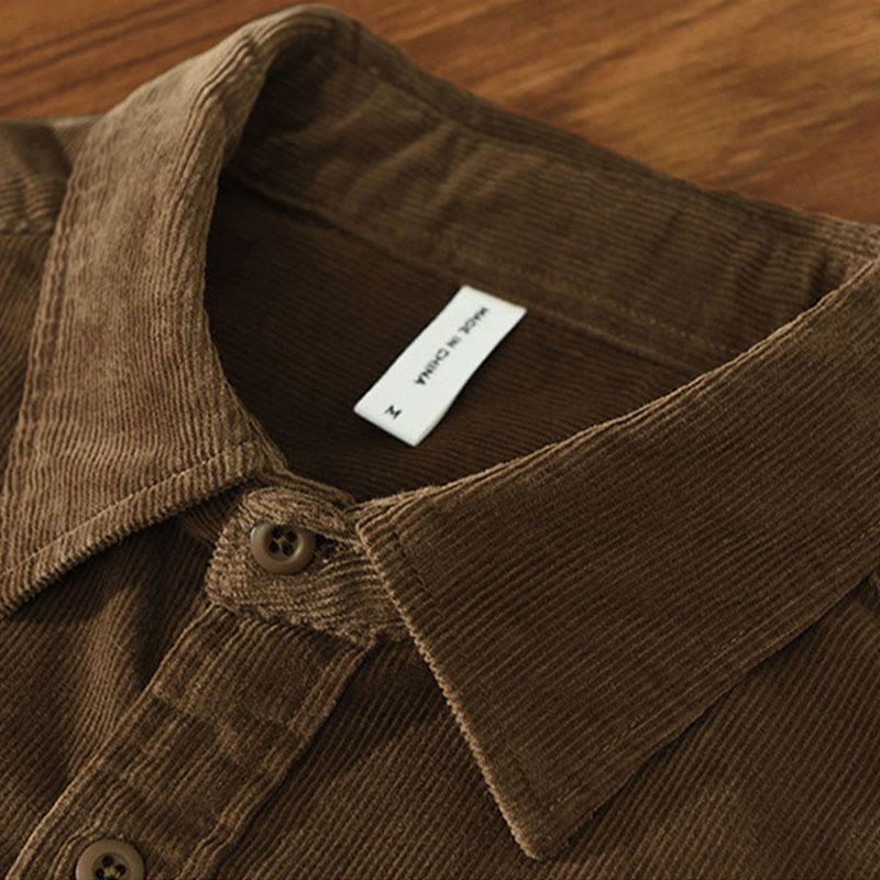 Buddha Stones Daily Plain Buttons Design Langärmlige Herren-Cordjacke aus reiner Baumwolle mit Tasche - image 20