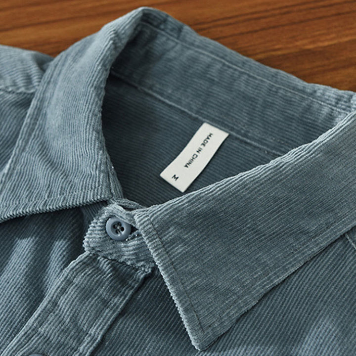 Buddha Stones Daily Plain Buttons Design Langärmlige Herren-Cordjacke aus reiner Baumwolle mit Tasche - image 2