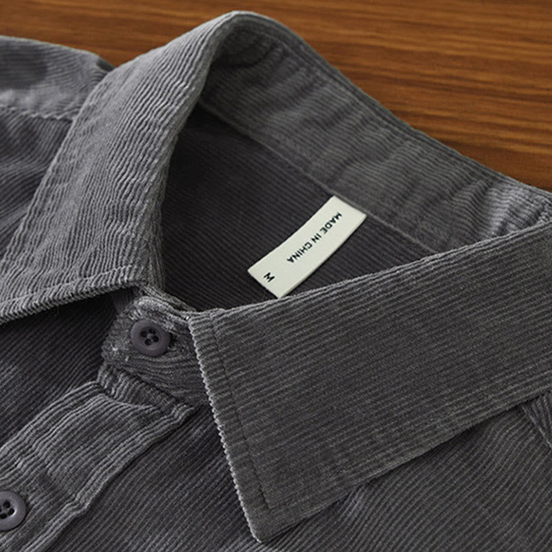 Buddha Stones Daily Plain Buttons Design Langärmlige Herren-Cordjacke aus reiner Baumwolle mit Tasche - image 7