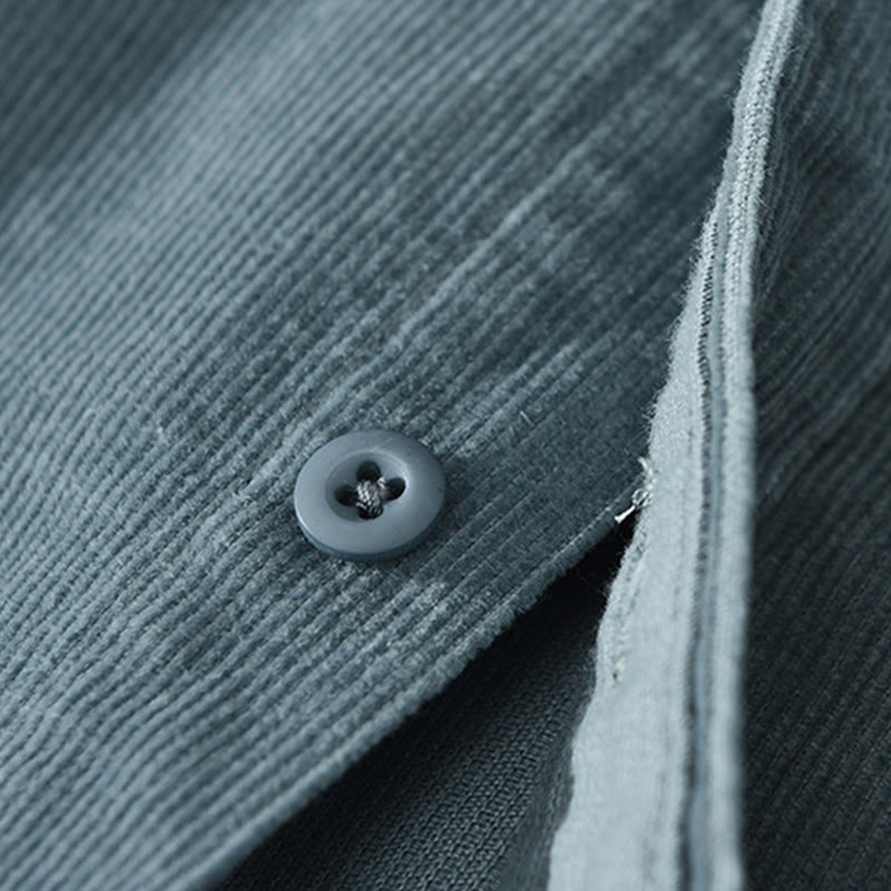 Buddha Stones Daily Plain Buttons Design Langärmlige Herren-Cordjacke aus reiner Baumwolle mit Tasche - image 4