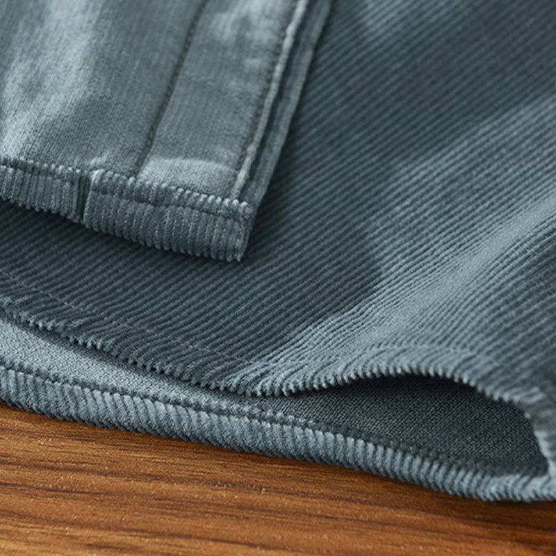 Buddha Stones Daily Plain Buttons Design Langärmlige Herren-Cordjacke aus reiner Baumwolle mit Tasche - image 5