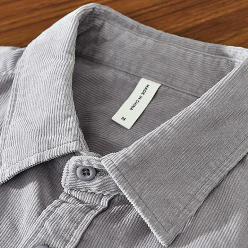 Buddha Stones Daily Plain Buttons Design Langärmlige Herren-Cordjacke aus reiner Baumwolle mit Tasche - image 12