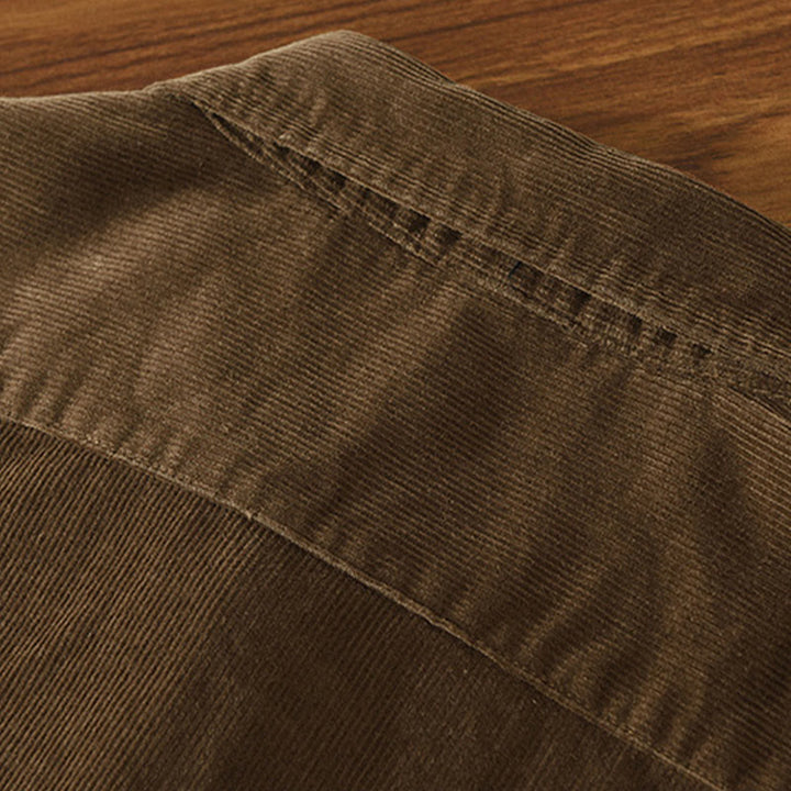 Buddha Stones Daily Plain Buttons Design Langärmlige Herren-Cordjacke aus reiner Baumwolle mit Tasche - image 21