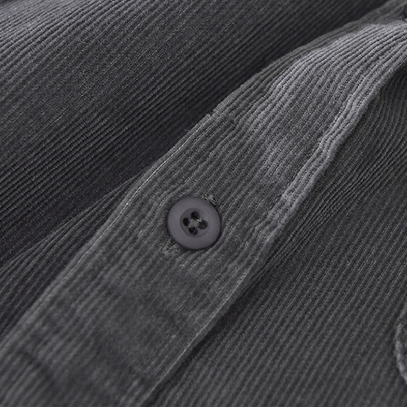 Buddha Stones Daily Plain Buttons Design Langärmlige Herren-Cordjacke aus reiner Baumwolle mit Tasche - image 8