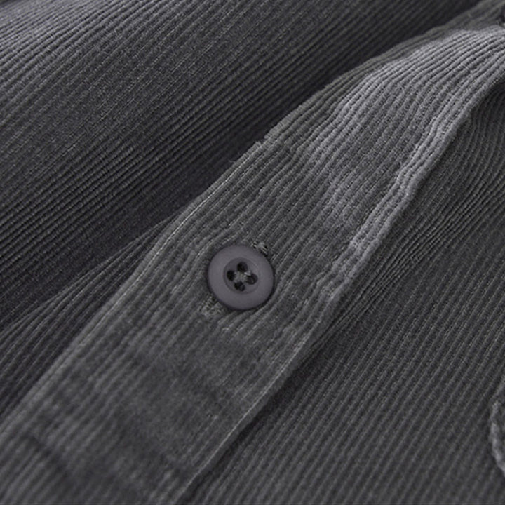 Buddha Stones Daily Plain Buttons Design Langärmlige Herren-Cordjacke aus reiner Baumwolle mit Tasche - image 8