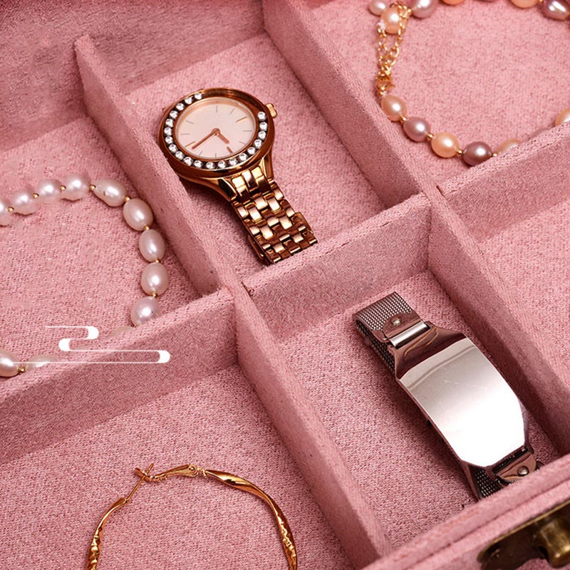 Buddha Stones, schlichtes Design, Schmuckkästchen, Organizer, zweilagige Schmuck-Aufbewahrungsbox, Flanell-Box mit Schloss - image 13