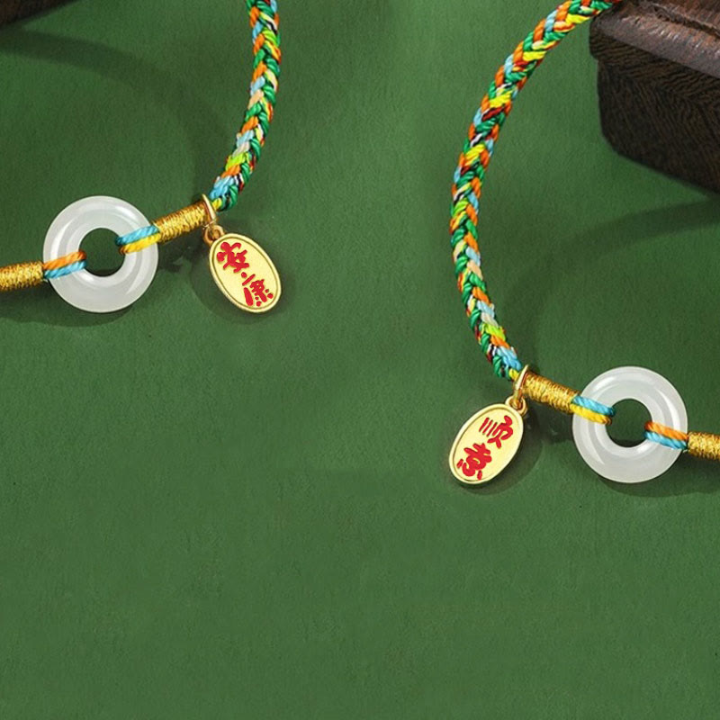 Buddha Stones Handgemachtes Peace Buckle Jade Prosperity 925 Sterling Silber Buntes Seilarmband - image 12