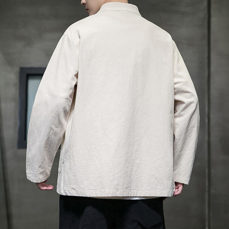 Buddha Stones Einfarbiger Tang-Anzug aus Baumwolle und Leinen mit Froschknöpfen und Taschen - image 18