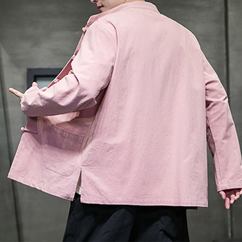 Buddha Stones Einfarbiger Tang-Anzug aus Baumwolle und Leinen mit Froschknöpfen und Taschen - image 32