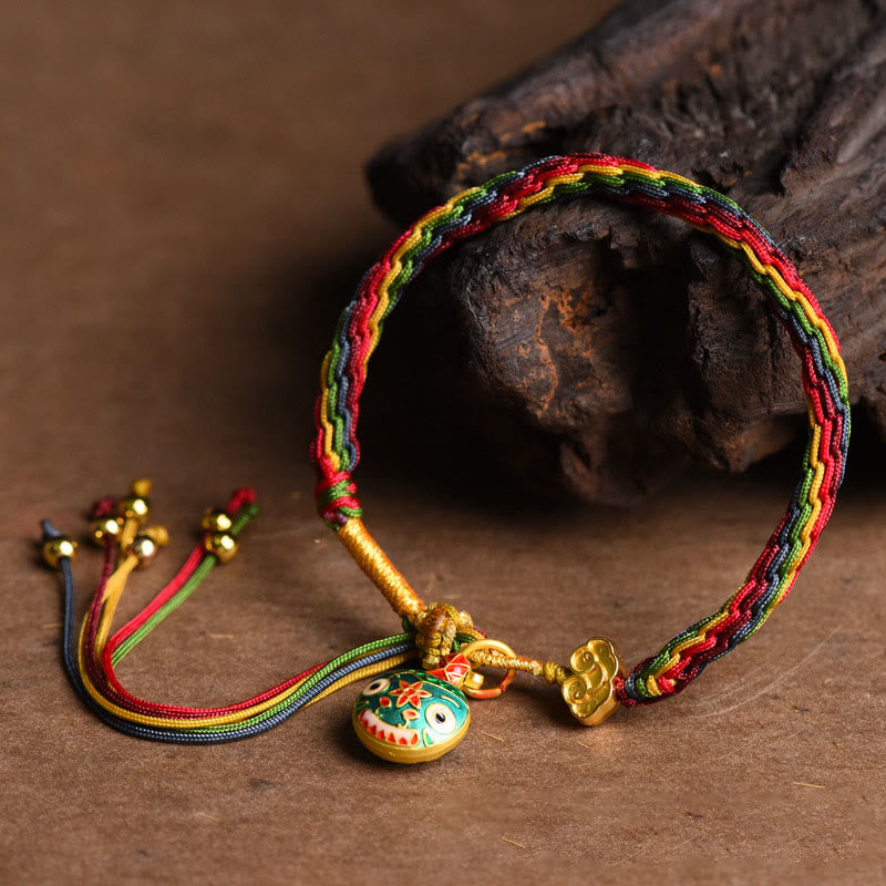 Buddha Stones Tibet Gold Swallowing Beast Family Luck Knot Braid Buntes String-Armband - image 10