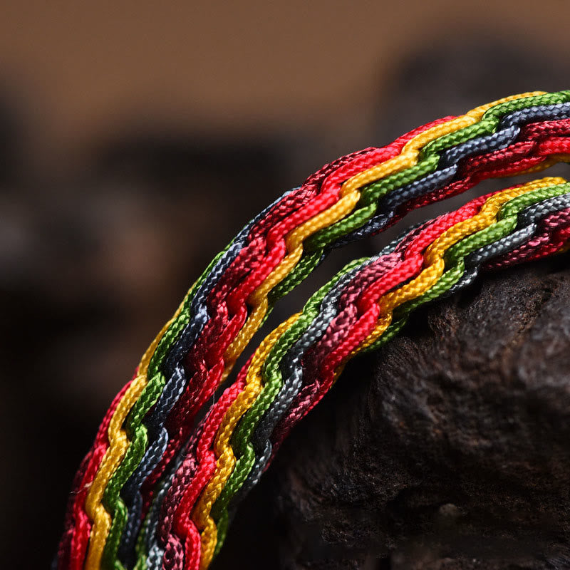 Buddha Stones Tibet Gold Swallowing Beast Family Luck Knot Braid Buntes String-Armband - image 13